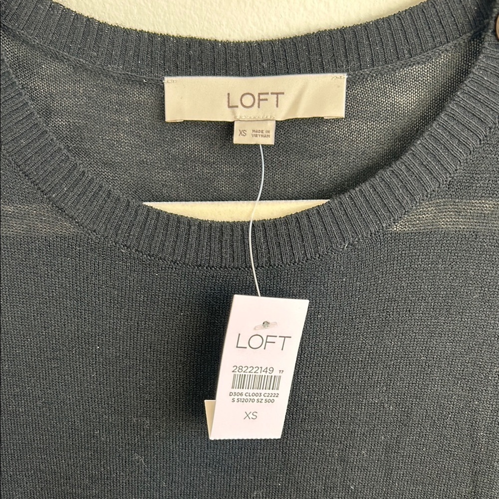 NWT | LOFT Black Button Lightweight Sweater | Size XS - Picture 2 of 4